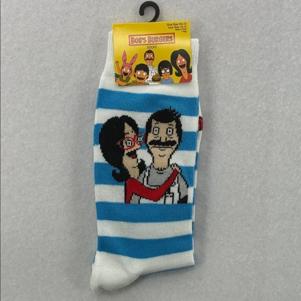 Bob’s Burgers Funny Blue and White Striped Socks
